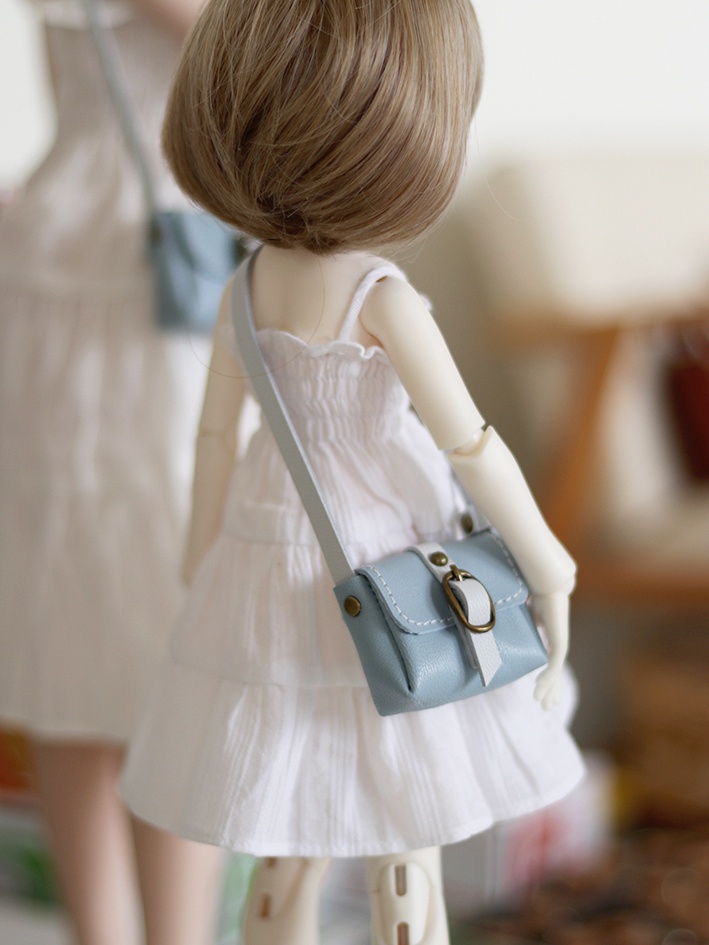 BJD 1/6  ショルダーバッグ (Grayish White & Pale Blue)