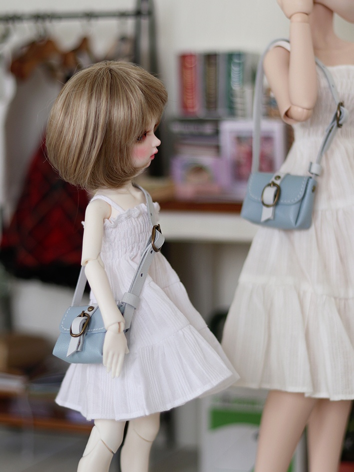 BJD 1/6  ショルダーバッグ (Grayish White & Pale Blue)