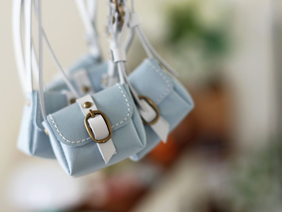 BJD 1/6  ショルダーバッグ (Grayish White & Pale Blue)