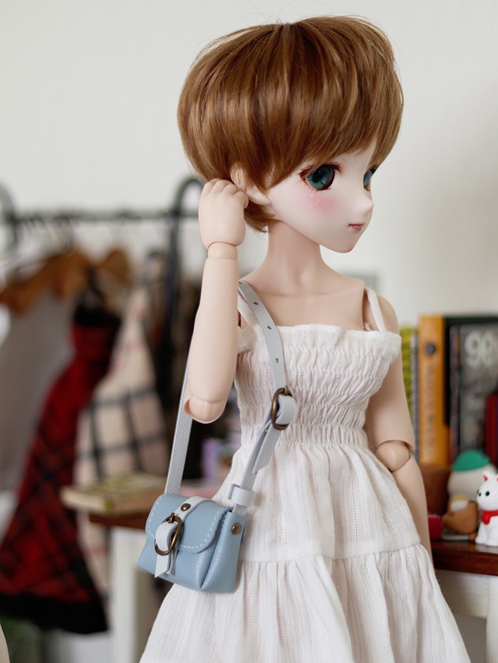 BJD 1/6  ショルダーバッグ (Grayish White & Pale Blue)