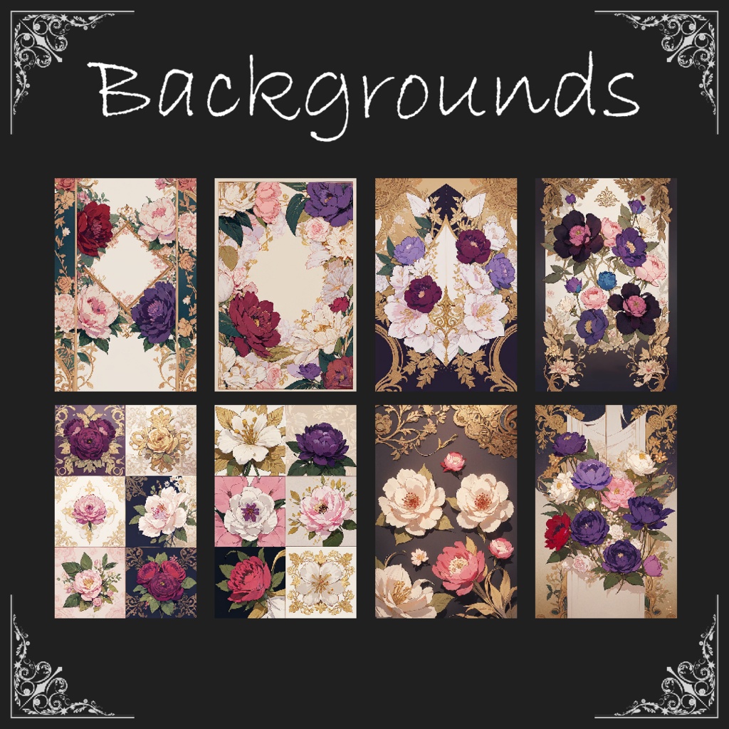 【無料版有り】ヴィクトリアン調・中世貴族風デザインのフレームと背景【ココフォリア用素材 】