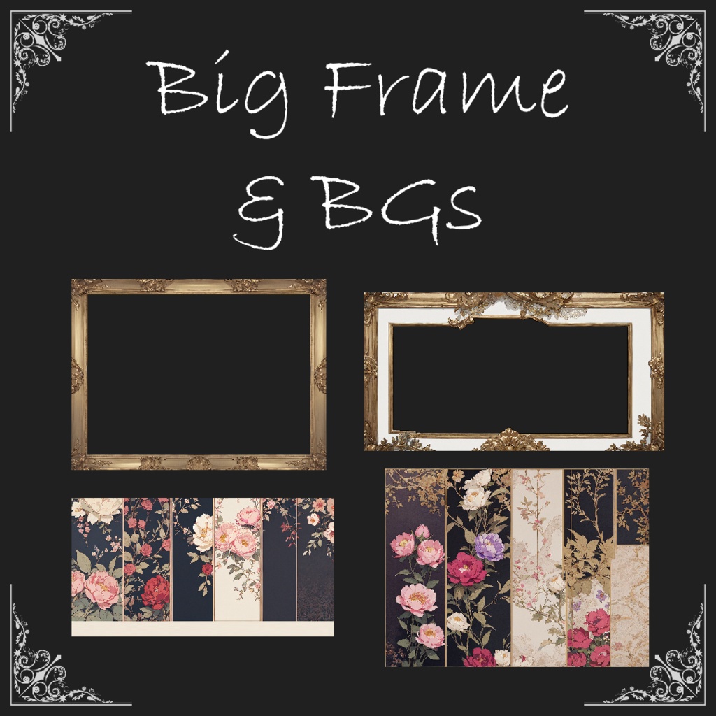 【無料版有り】ヴィクトリアン調・中世貴族風デザインのフレームと背景【ココフォリア用素材 】