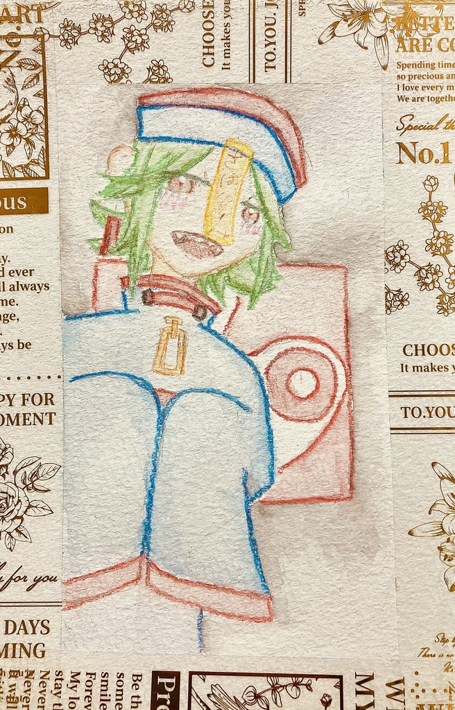 水彩　実況者　さばぴー　ハガキサイズ