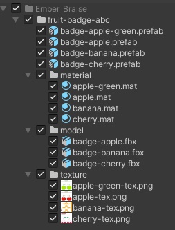 【3Dモデル】フルーツバッジ 3個セット Vol.1 // Fruit Badge 3set Vol.1