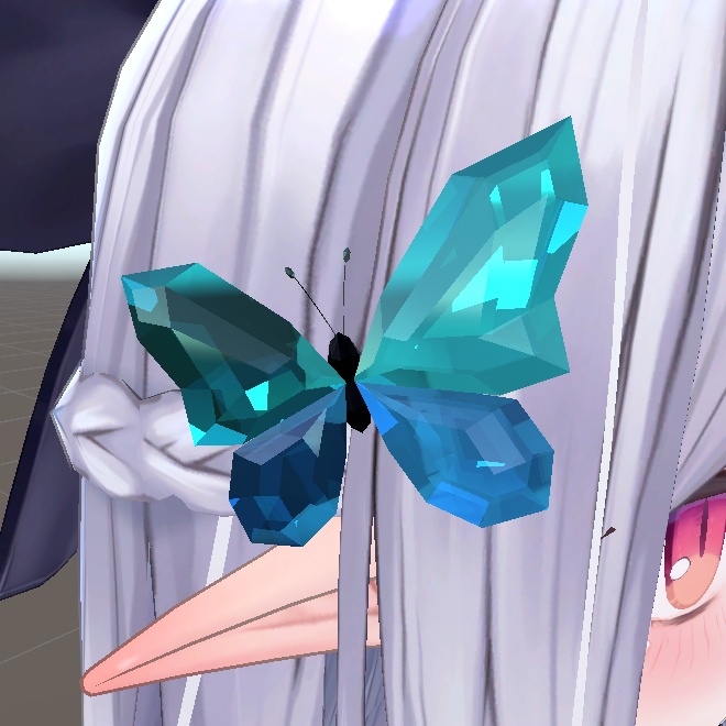 クリスタル風な蝶の髪飾り(v2)