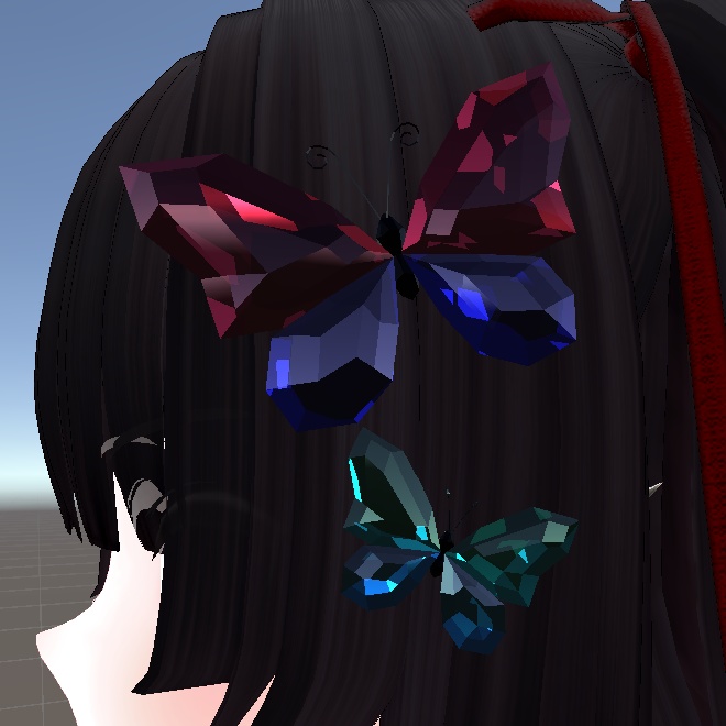 クリスタル風な蝶の髪飾り(v2)