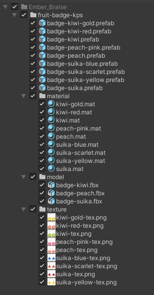 【3Dモデル】フルーツバッジ 3個セット Vol.3 // Fruit Badge 3set Vol.3