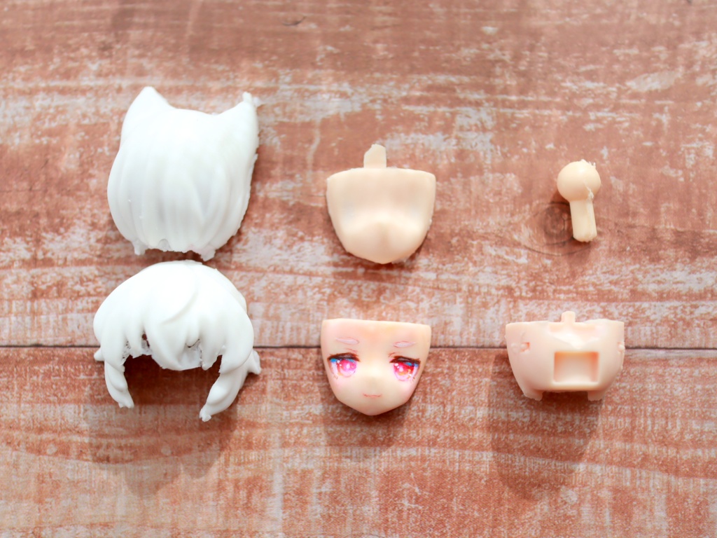 【B級品】1/12けもみみヘッド ペイント済フェイスつき 白