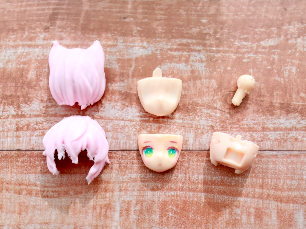 【B級品】1/12けもみみヘッド ペイント済フェイスつき ピンク