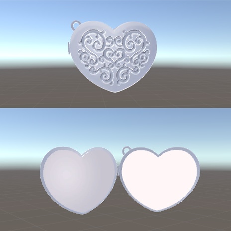 ハートのバッジとロケットペンダント