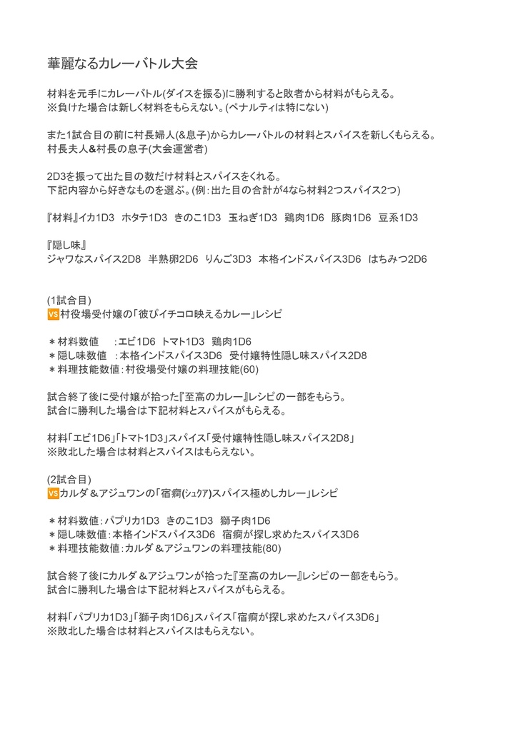 クトゥルフ神話TRPG シナリオ『Cooking☆ママ』