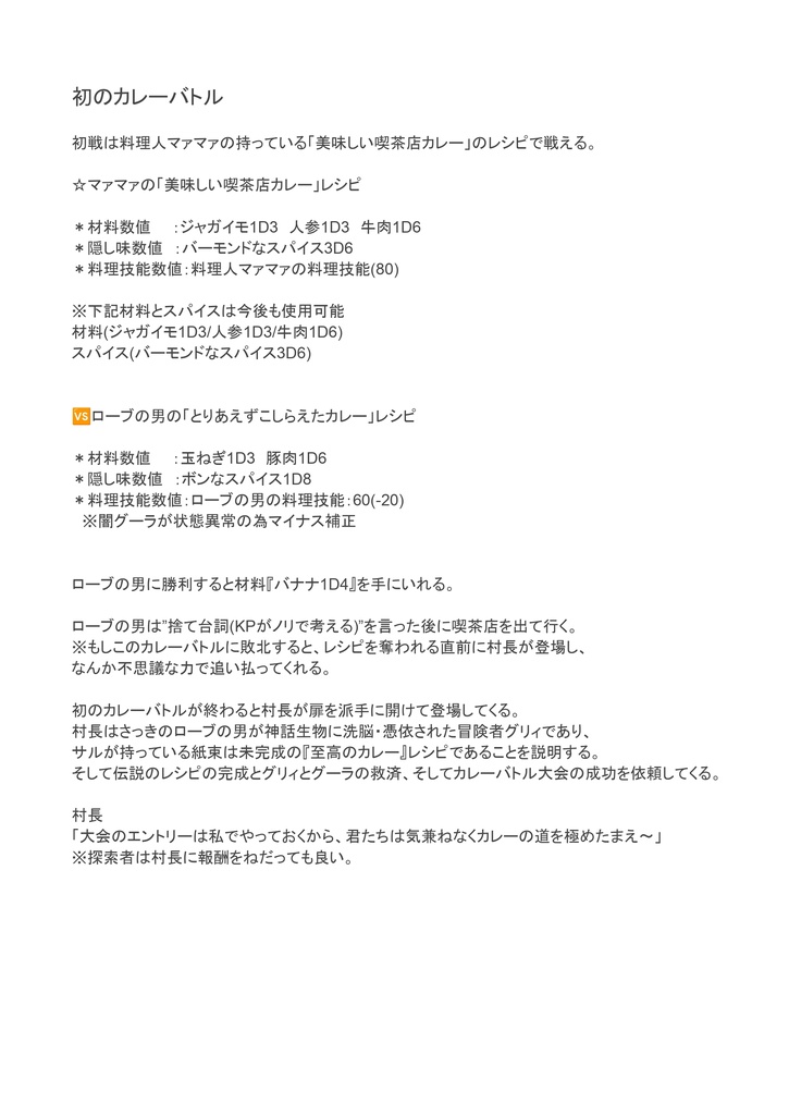 クトゥルフ神話TRPG シナリオ『Cooking☆ママ』