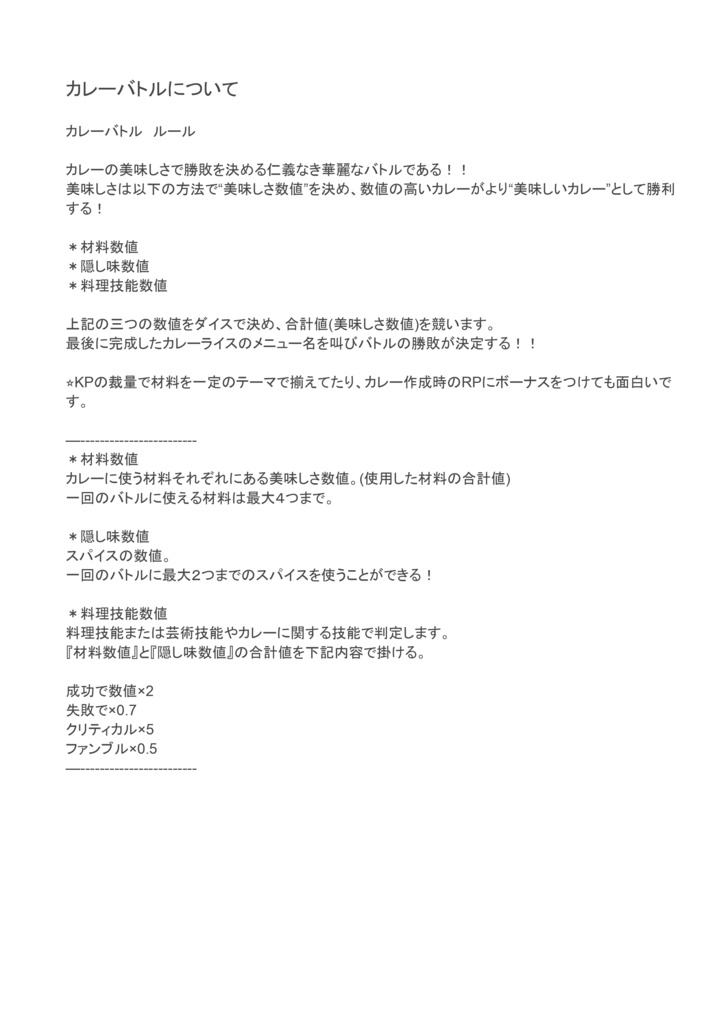 クトゥルフ神話TRPG シナリオ『Cooking☆ママ』