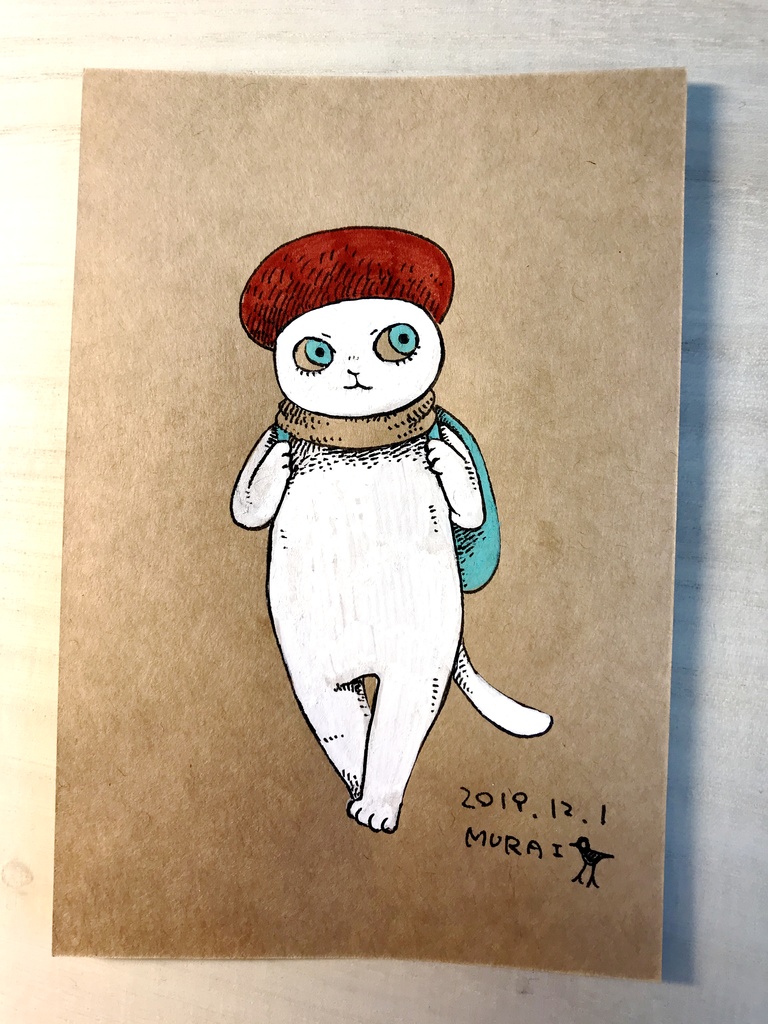 ドローイング原画『旅行好きな猫』