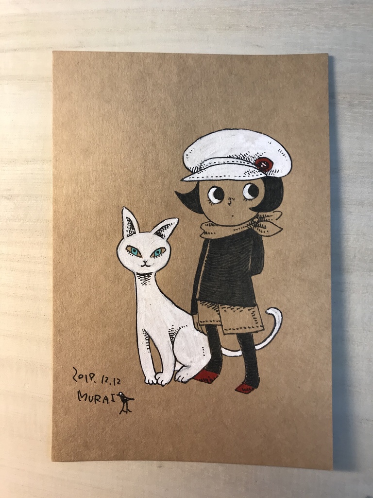 ドローイング原画『キャットアンドガール』