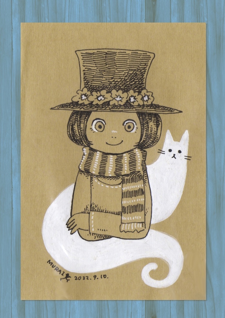 ドローイング原画『猫に包まれて』