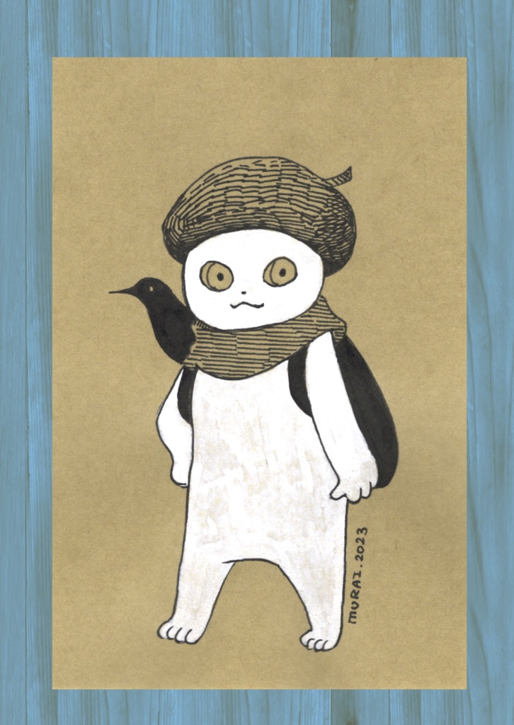 ドローイング原画『しろねこと仲間』