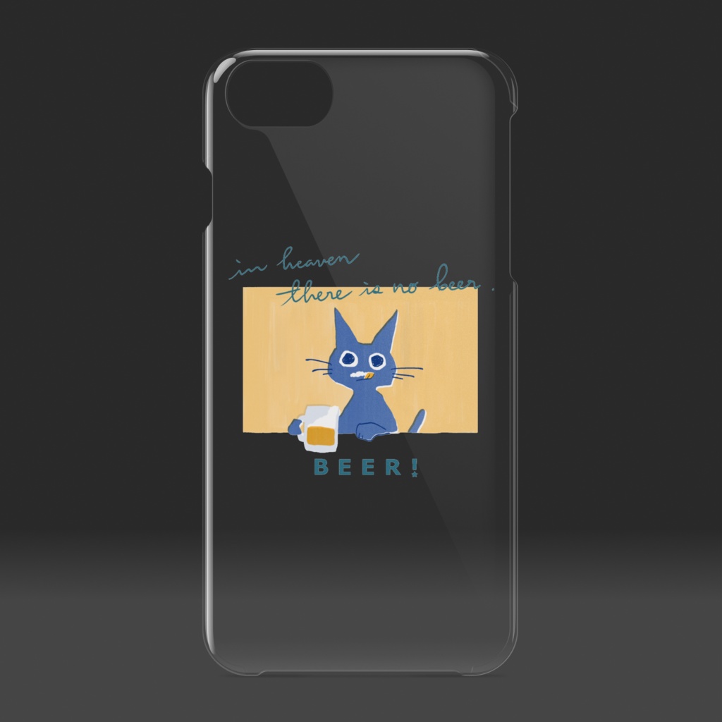 ビールねこのiPhoneケース - 黒猫(クリアケース)