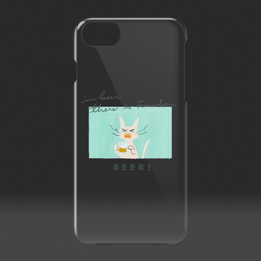 ビールねこのiPhoneケース - 白猫(クリアケース)