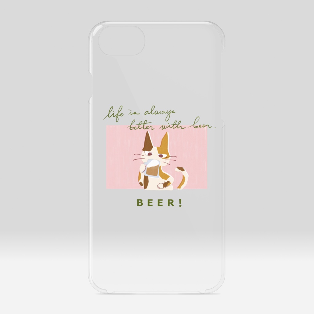 ビールねこのiPhoneケース - 三毛猫(クリアケース)