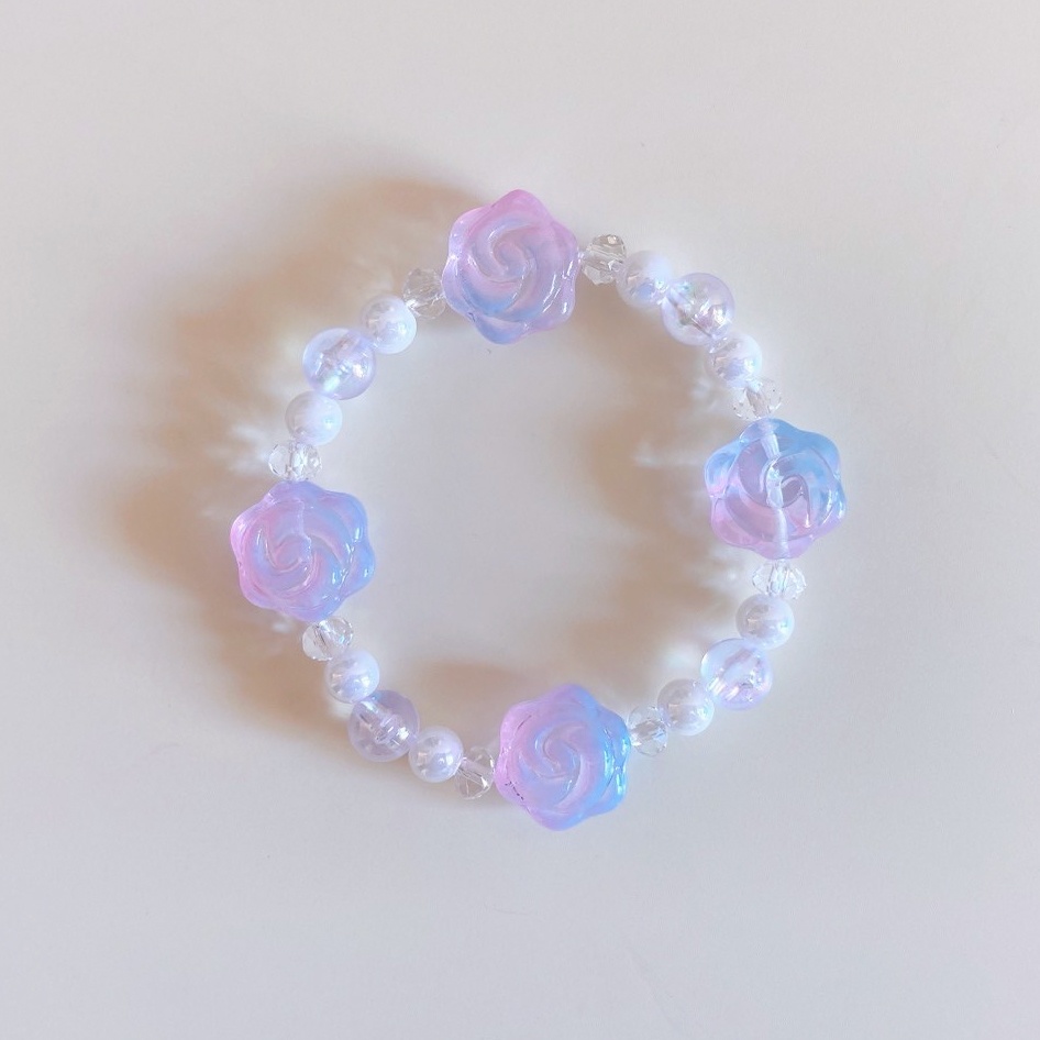 #00002ピンクとブルーグラデーションカラーのバラブレスレット