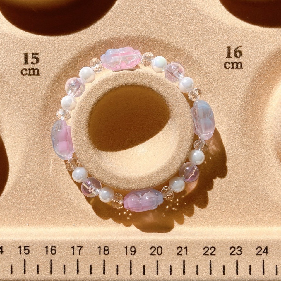 #00002ピンクとブルーグラデーションカラーのバラブレスレット