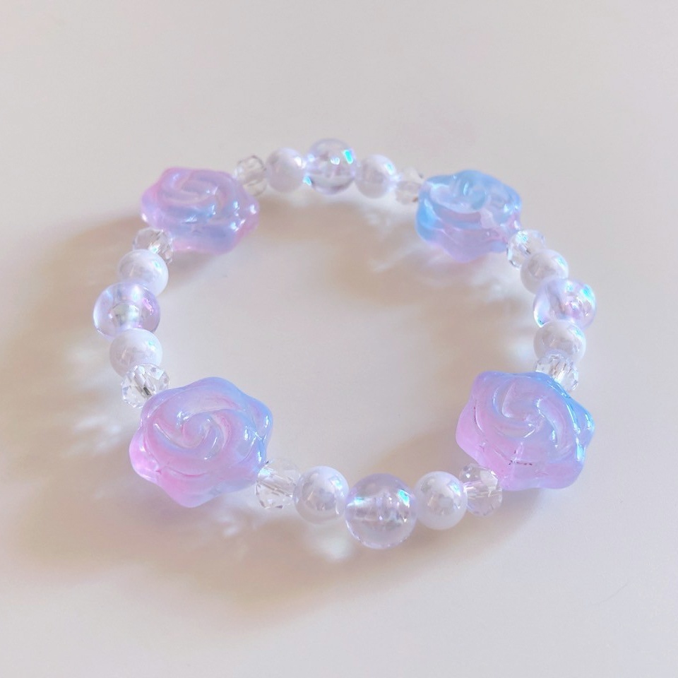 #00002ピンクとブルーグラデーションカラーのバラブレスレット