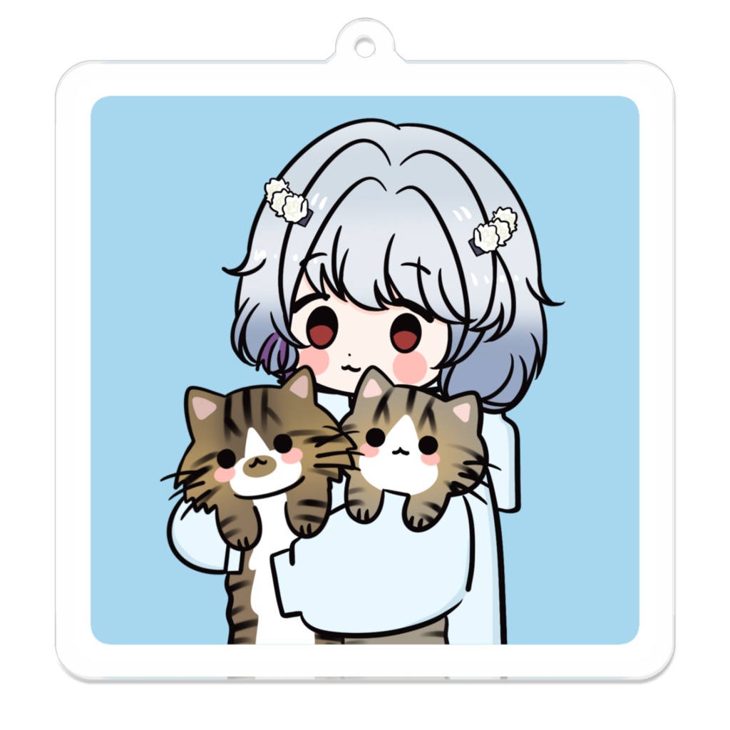 【花綵雪白】猫抱えづなアクリルキーホルダー
