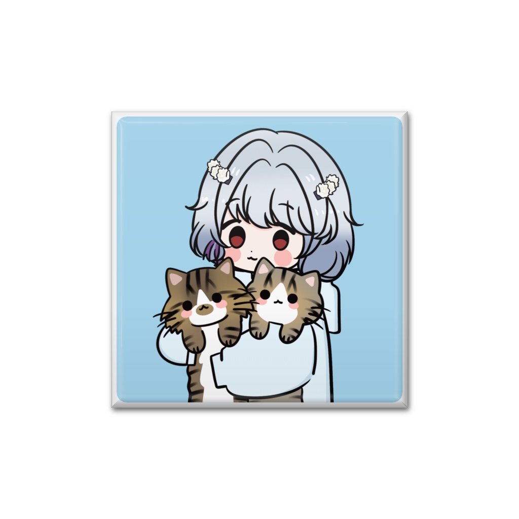 【花綵雪白】猫抱えづな缶バッジ
