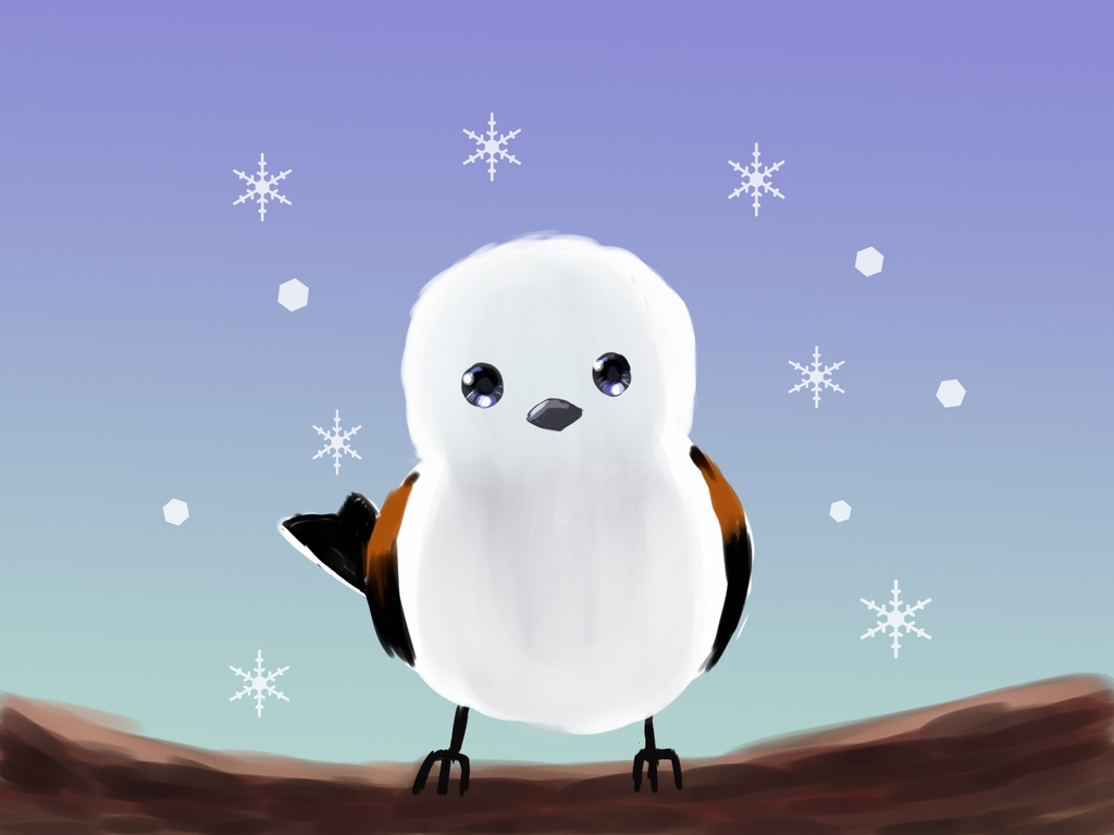 冬空のシマエナガトートバッグ(M)