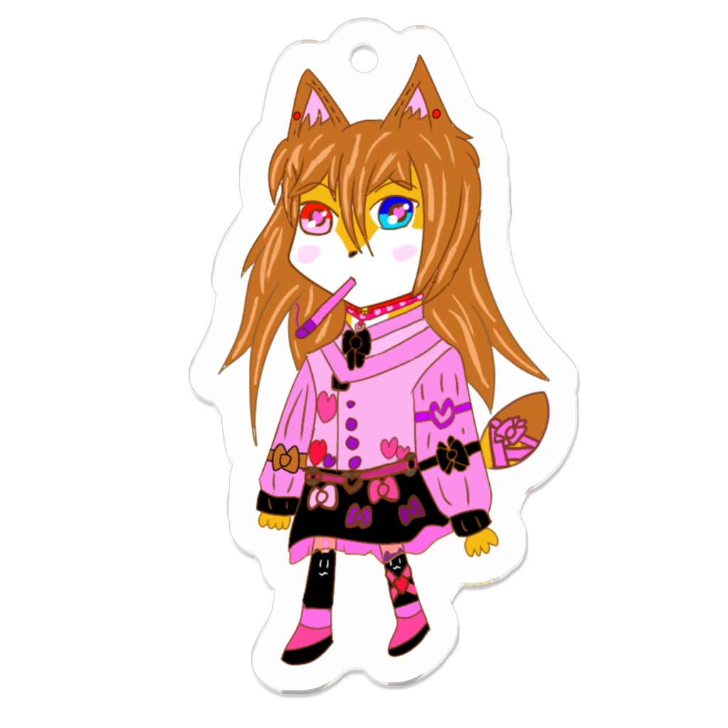 チビメンヘラメスケモキツネ深夜ちゃんのアクリルキーホルダー