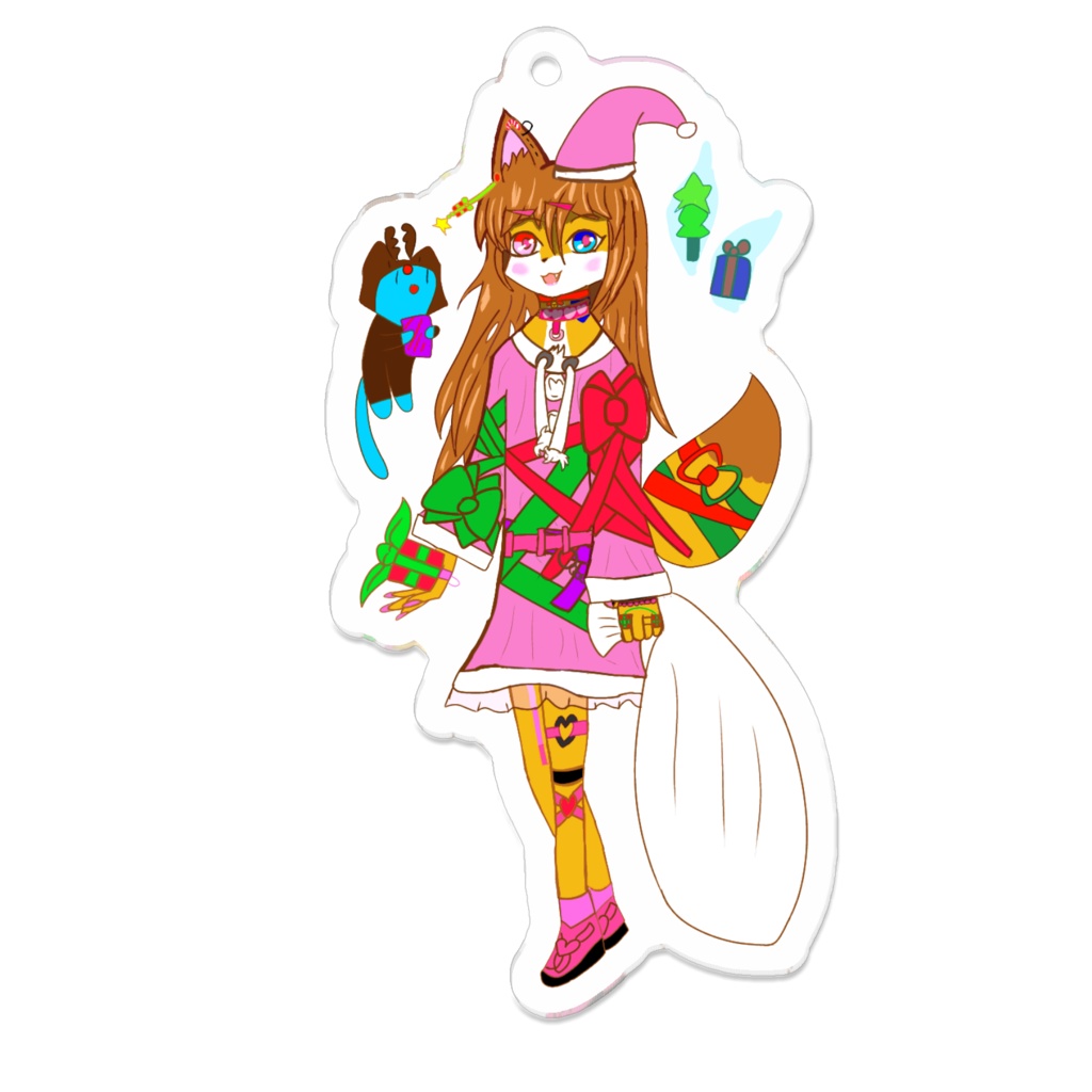メンヘラメスケモキツネサンタ深夜ちゃんのアクリルキーホルダー