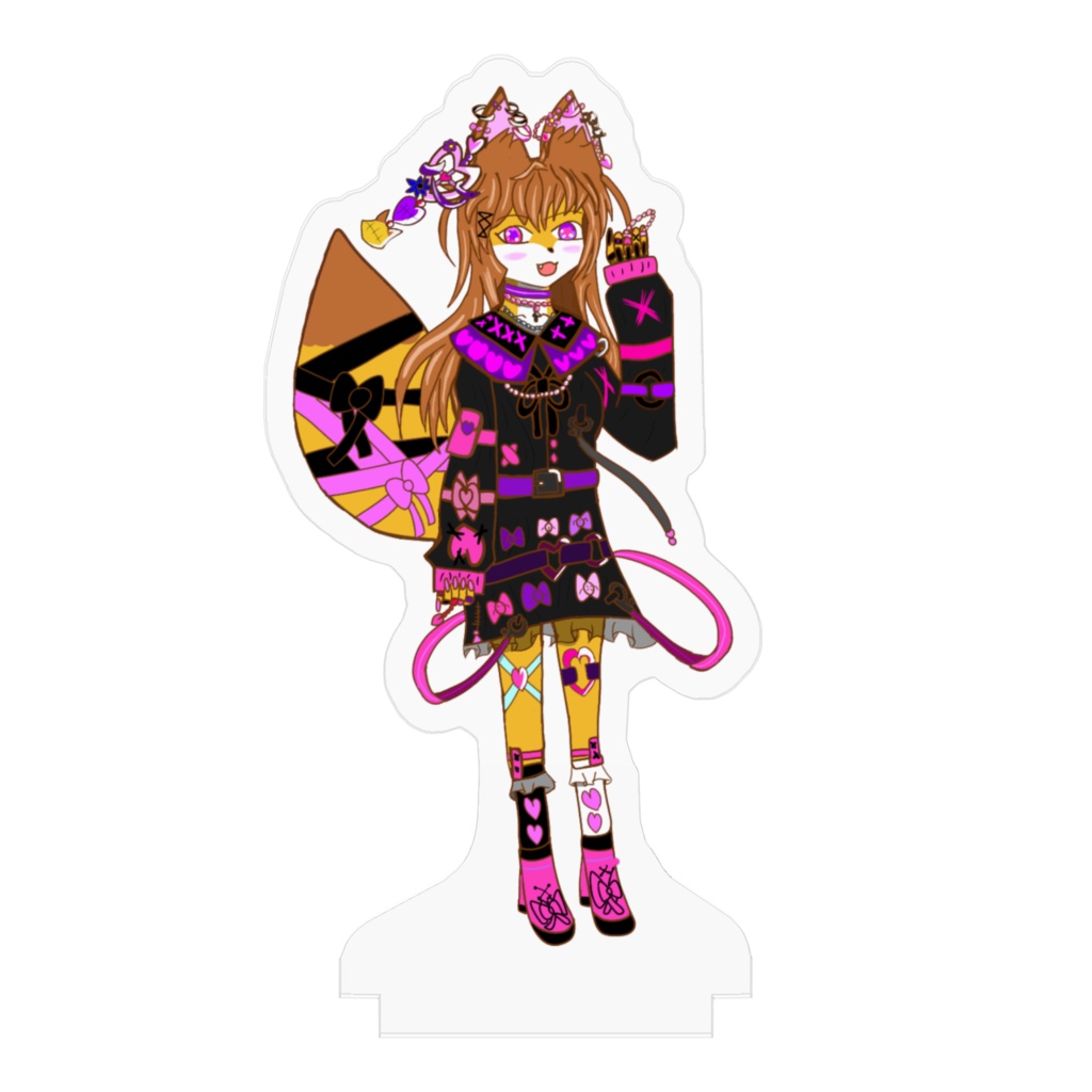 地雷系メスケモキツネ深夜のアクリルフィギュア