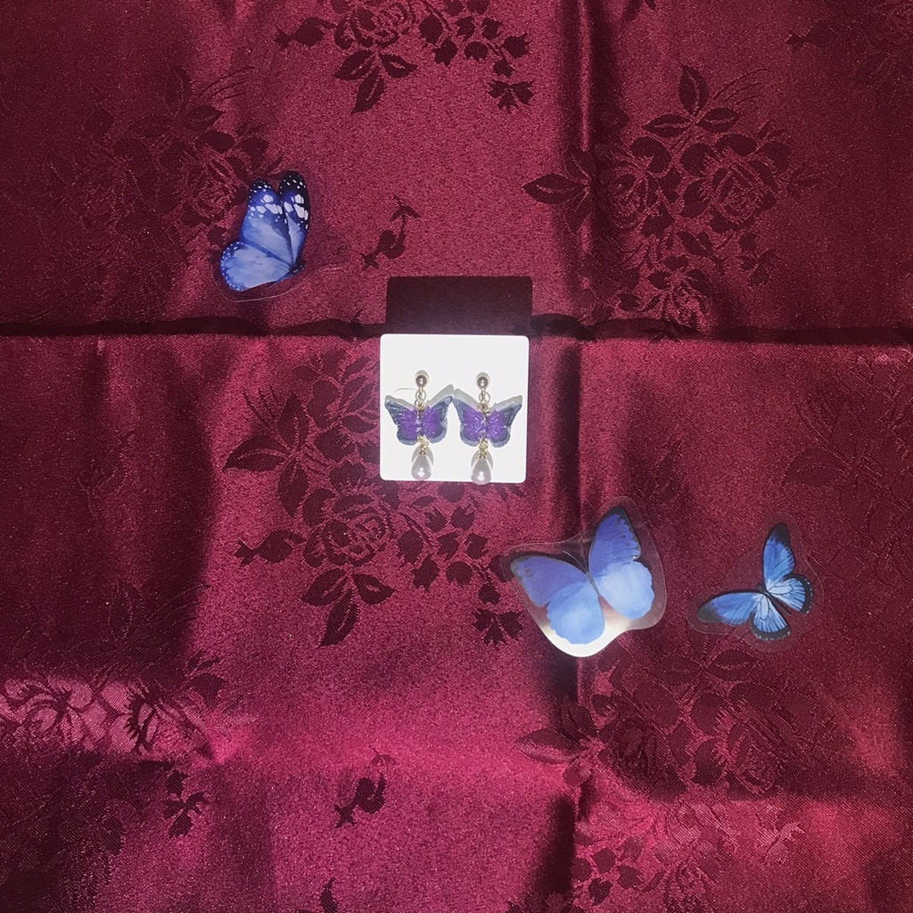 【無くなり次第終了】あくねこの「夜に出てくる蝶」をイメージしたイヤリング