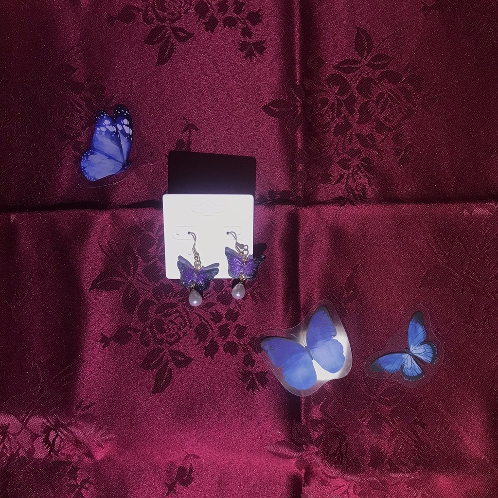 【無くなり次第終了】あくねこの「夜に出てくる蝶」をイメージしたピアス