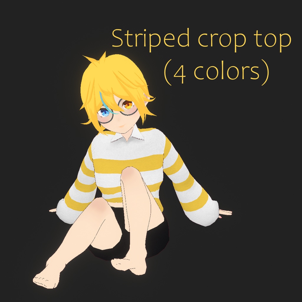 [Vroid] striped crop top |4 COLORS|