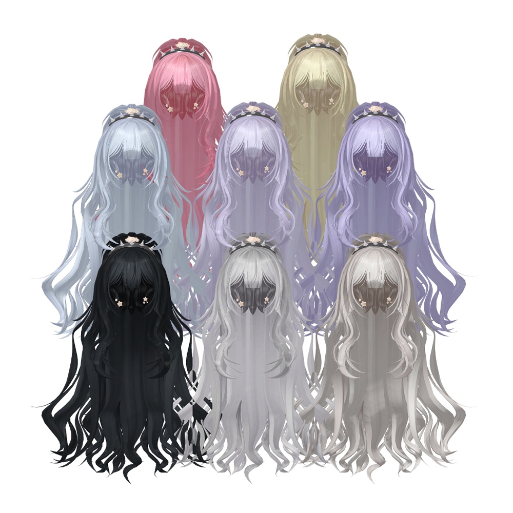 【3Dヘアモデル】スターハーフアップ  (Half Up Star)