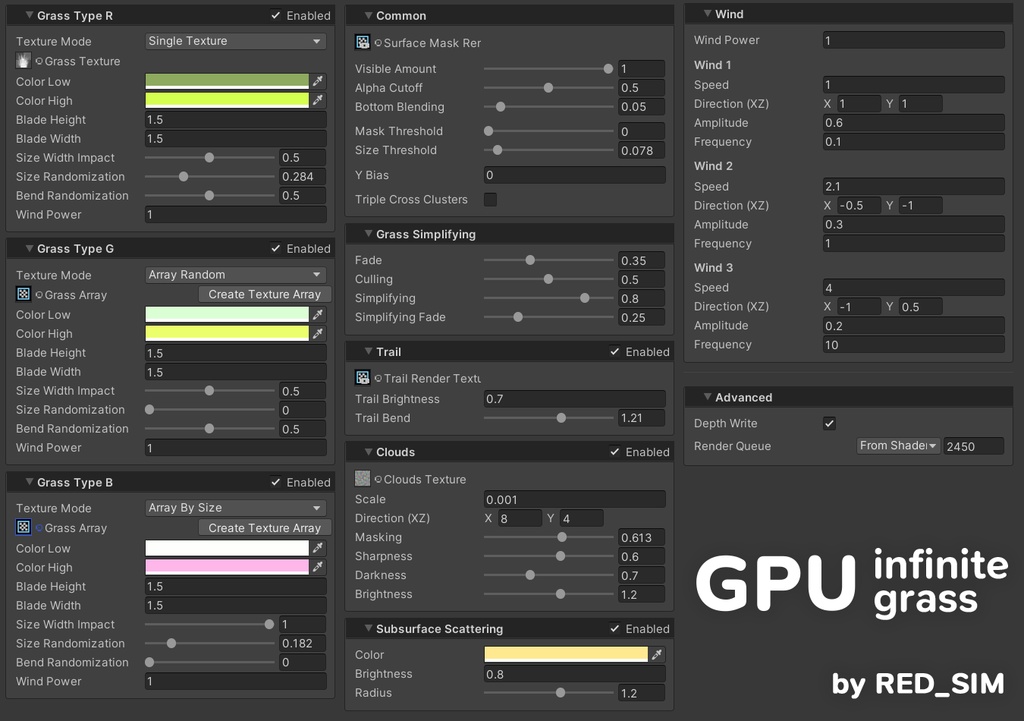 GPU Infinite Grass - 軽量高速GPU草描画システム