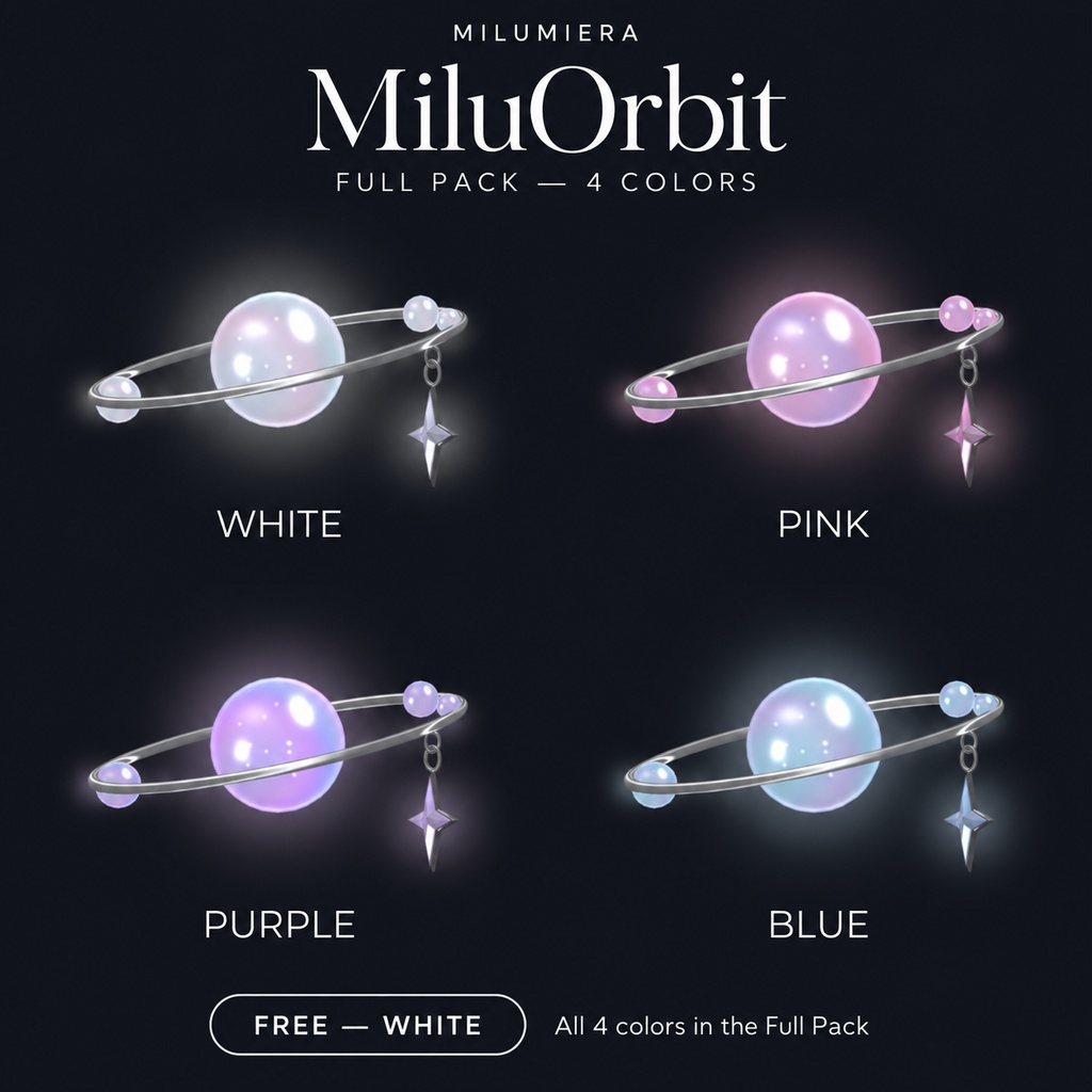 まわる惑星イヤリング MiluOrbit|White無料+4色セット【VRChat】