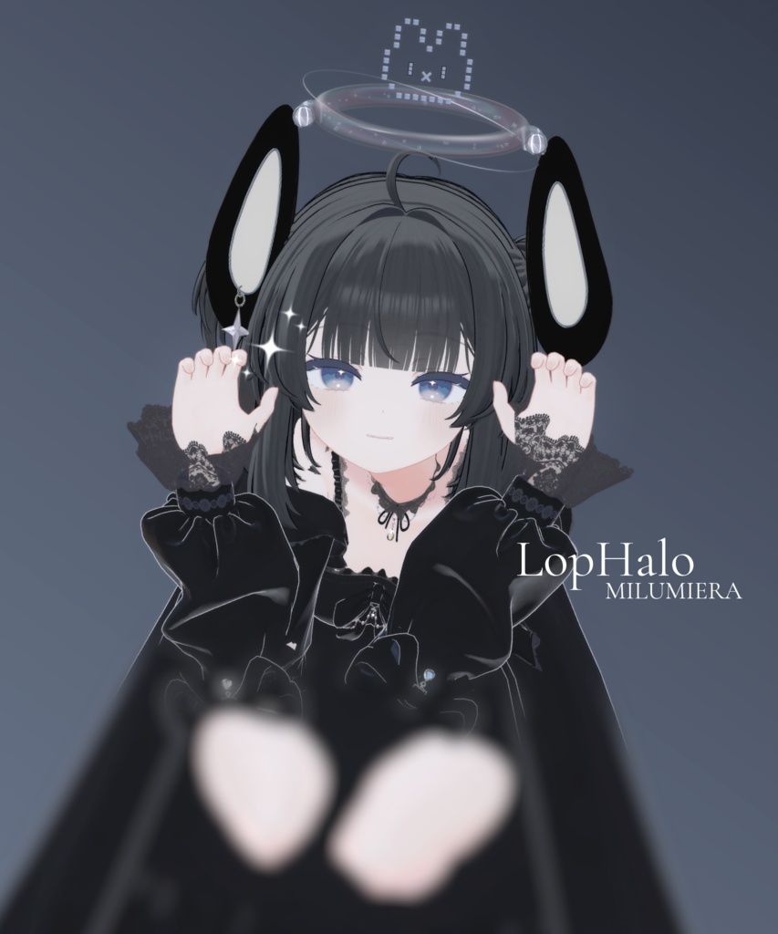 【VRChat】LopHalo(ロップヘイロー)|手のサインで表情が変わるうさ耳ヘイロー【6表情・6色】