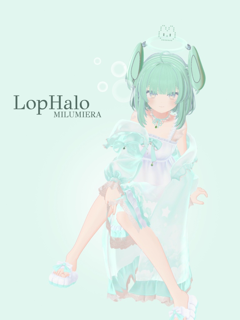 【VRChat】LopHalo(ロップヘイロー)|手のサインで表情が変わるうさ耳ヘイロー【6表情・6色】