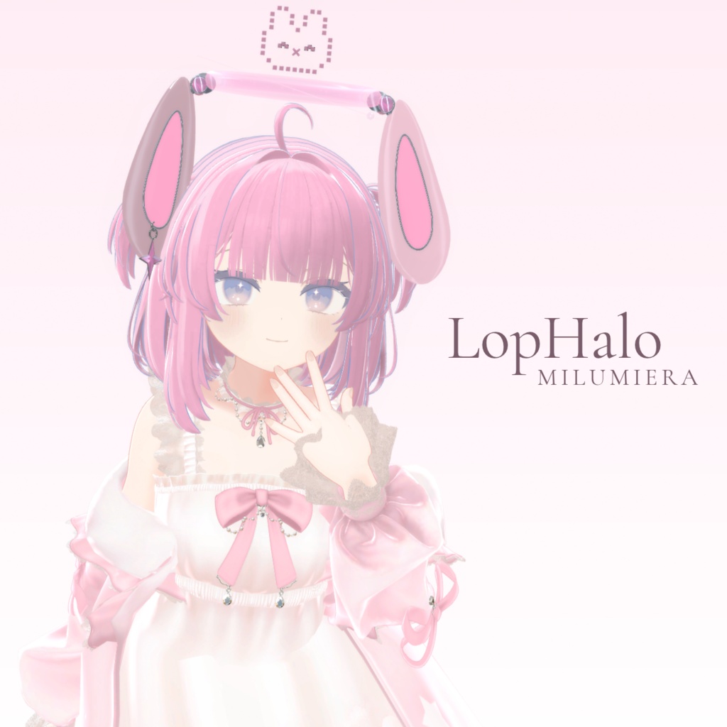 【VRChat】LopHalo(ロップヘイロー)|手のサインで表情が変わるうさ耳ヘイロー【6表情・6色】