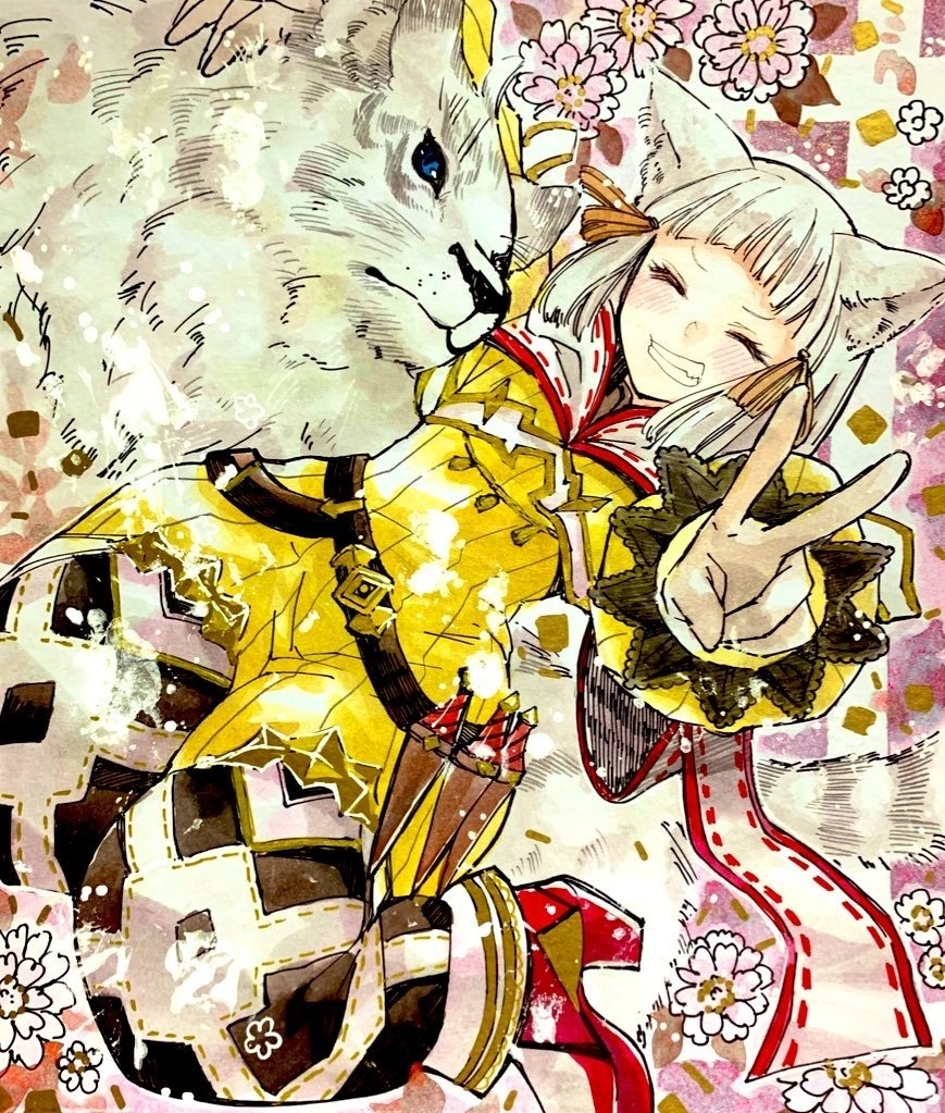 イラスト 色紙依頼 21）コピック 簡易リクエスト 大色紙 ご依頼絵 オーダー 手描き
