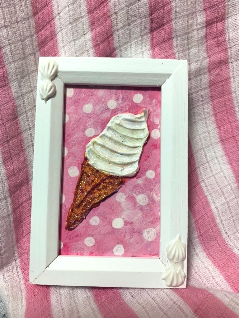 ソフトクリーム　立体アート作品　ミニ原画　オリジナル