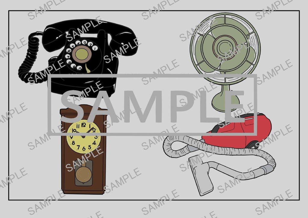 商用利用OK|A4サイズ塗り絵線画「レトロ家具 イラスト」