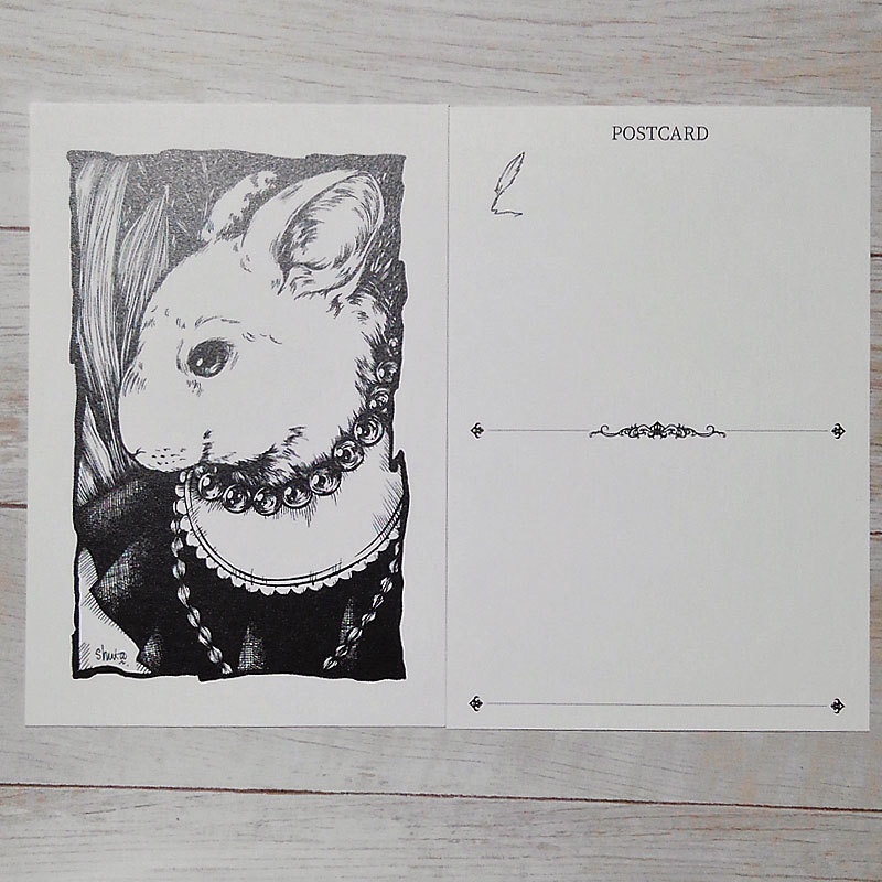 ポストカードセット「メルヘン動物3点セット」モノクロペン画