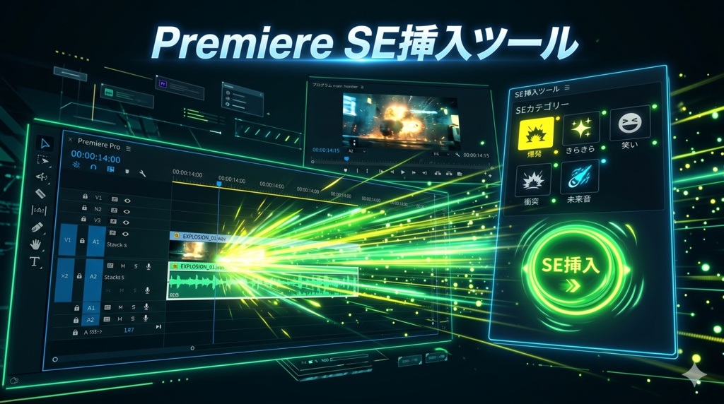 SE挿入ツール【Mac専用】Premiere Pro SE・BGM爆速挿入パネル「SE挿入ツール」