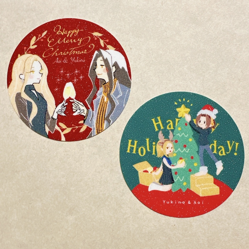 葉とアンナのXmasステッカー