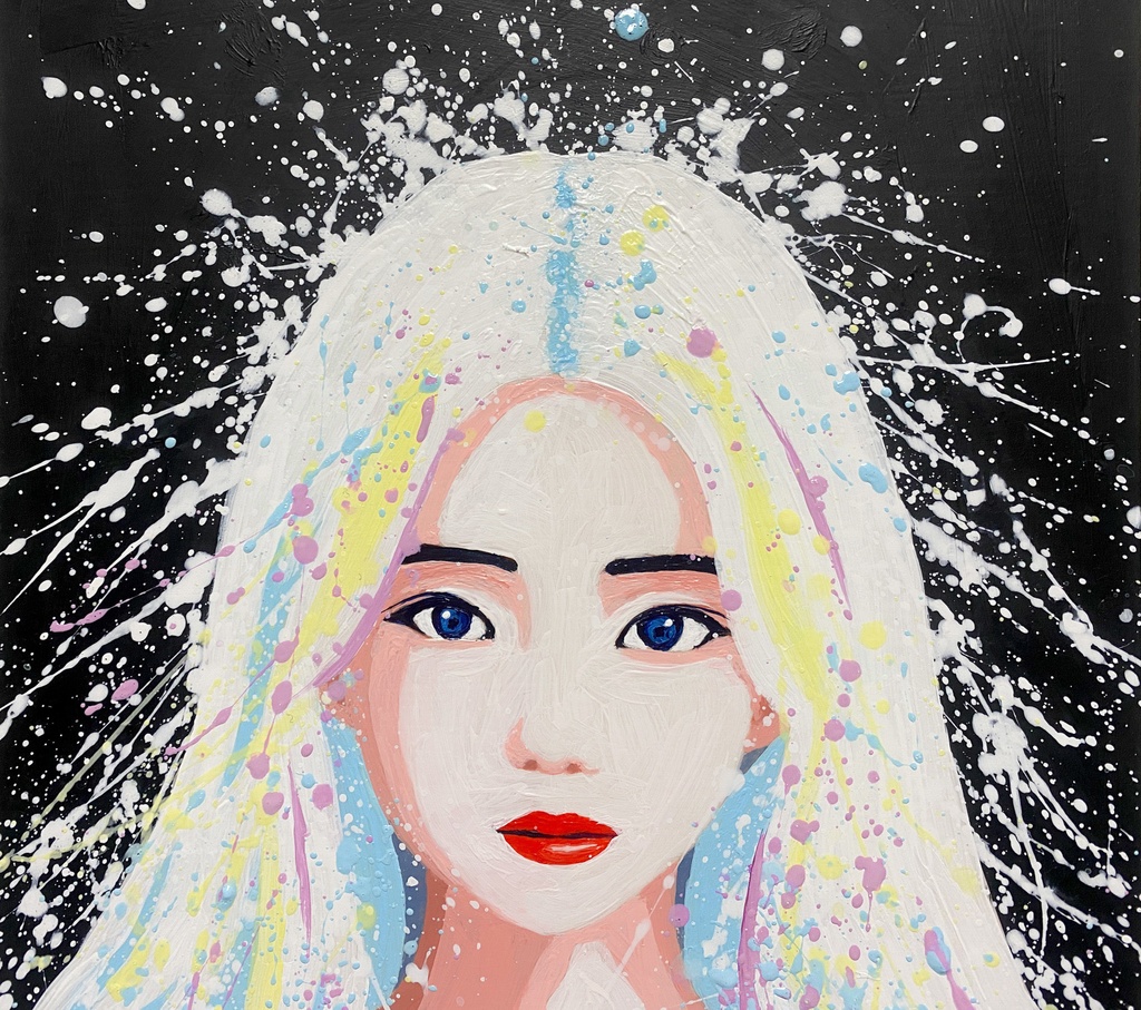 アクリル画「夢幻の巫女2」