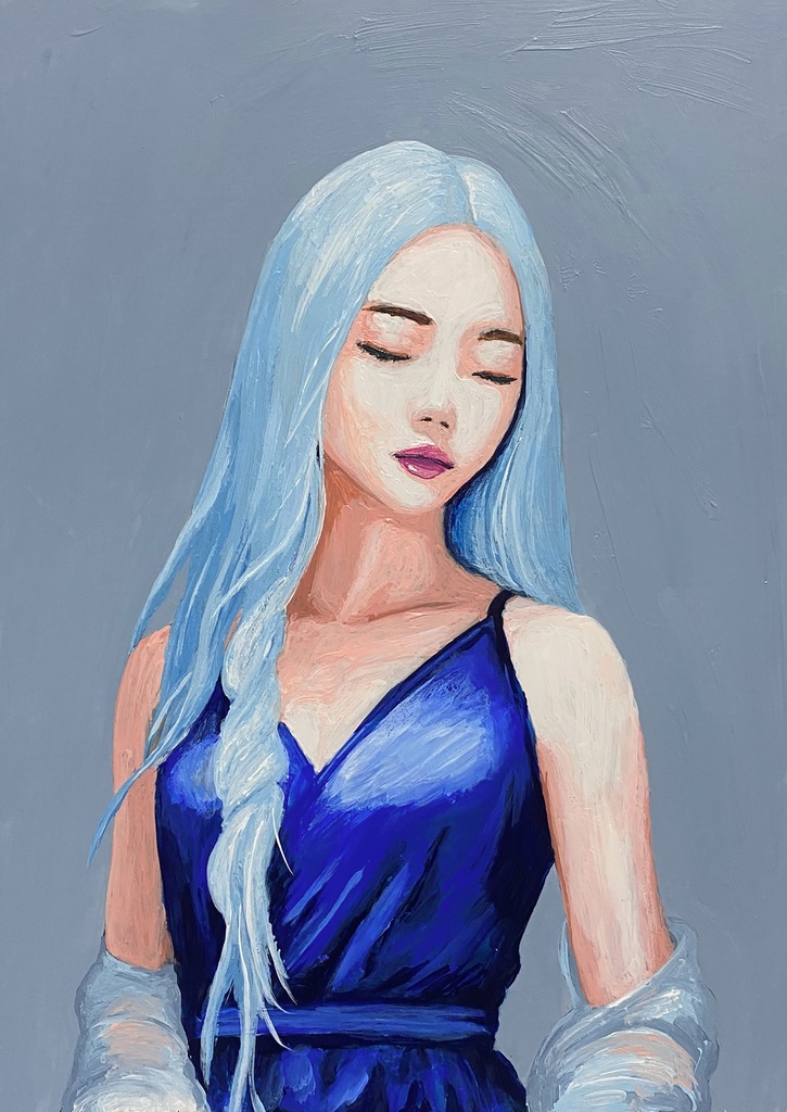 アクリル画「微笑」